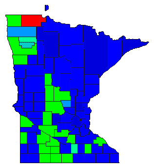 1998 Minnesota County Map of Democratic Primary Election Results for State Auditor