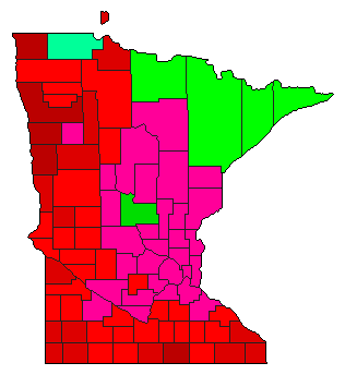 1998 Minnesota County Map of Democratic Primary Election Results for Governor