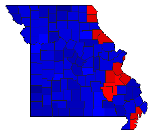 1998 Missouri County Map of General Election Results for Senator
