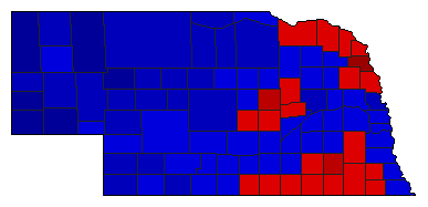 1998 Nebraska County Map of General Election Results for Governor