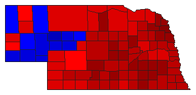 1998 Nebraska County Map of Democratic Primary Election Results for Governor