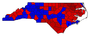 1998 North Carolina County Map of General Election Results for Senator