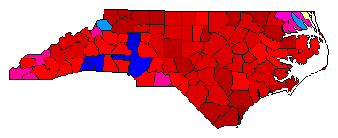 1998 North Carolina County Map of Democratic Primary Election Results for Senator