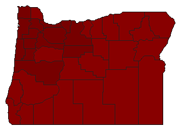 1998 Oregon County Map of Democratic Primary Election Results for Senator