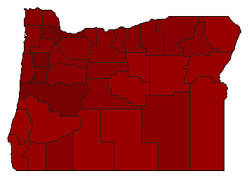 1998 Oregon County Map of Democratic Primary Election Results for Governor