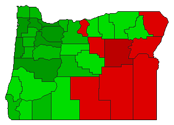 1998 Oregon County Map of General Election Results for Initiative