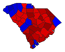1998 South Carolina County Map of General Election Results for Senator