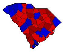 1998 South Carolina County Map of General Election Results for State Treasurer