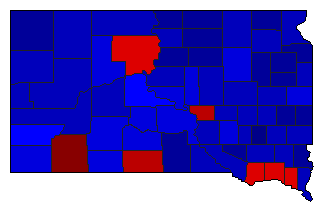 1998 South Dakota County Map of General Election Results for Governor