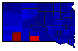 1998 South Dakota County Map of General Election Results for Secretary of State