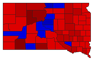 1998 South Dakota County Map of General Election Results for State Treasurer