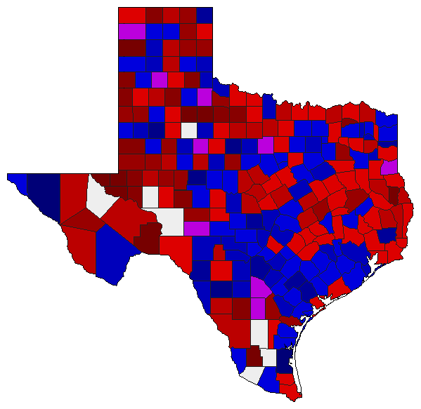 1998 Texas County Map of Republican Runoff Election Results for Attorney General