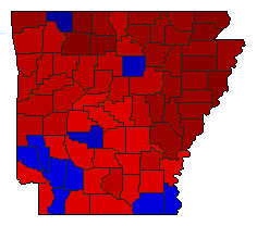 1998 Arkansas County Map of Democratic Runoff Election Results for Senator