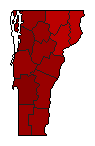 1998 Vermont County Map of Democratic Primary Election Results for Secretary of State