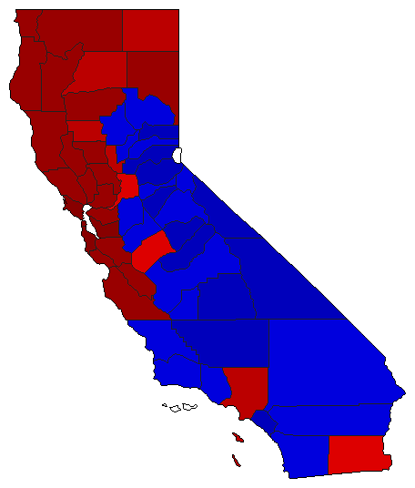 1998 California County Map of Special Election Results for Comptroller General