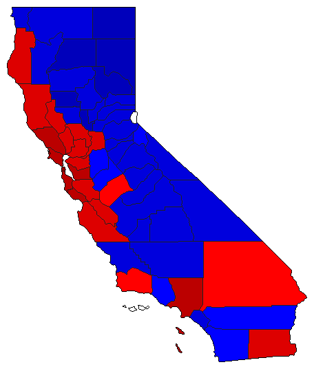 1998 California County Map of General Election Results for Senator