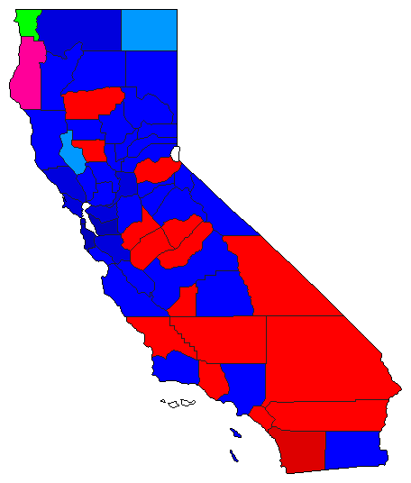 1998 California County Map of Republican Primary Election Results for Senator