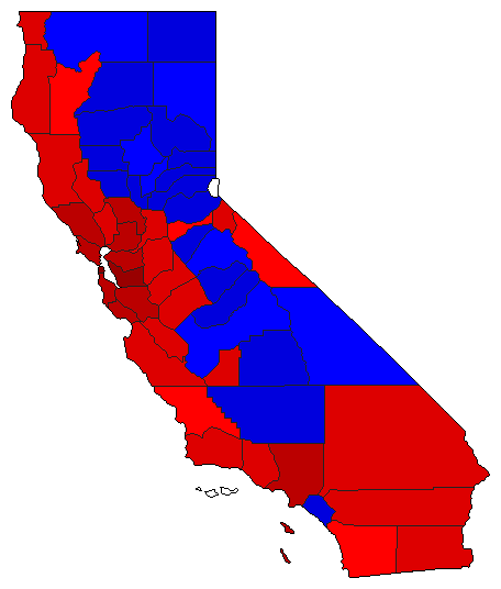 1998 California County Map of General Election Results for Governor