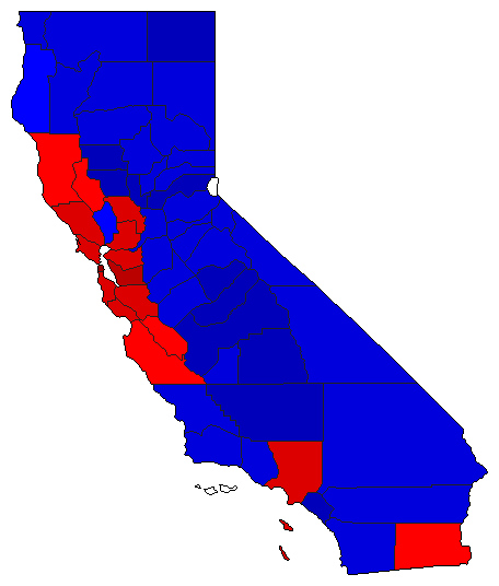 1998 California County Map of General Election Results for Secretary of State
