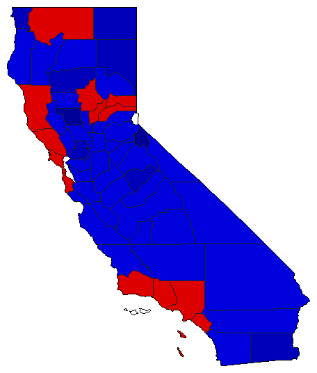 1998 California County Map of Open Primary Election Results for Secretary of State