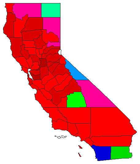 1998 California County Map of Democratic Primary Election Results for Attorney General