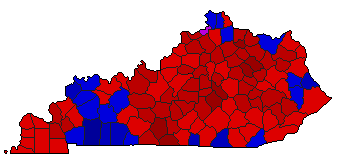 1999 Kentucky County Map of Democratic Primary Election Results for State Treasurer
