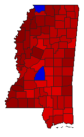 1999 Mississippi County Map of General Election Results for Attorney General