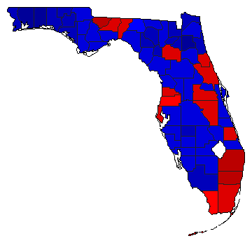 2000 Florida County Map of General Election Results for President