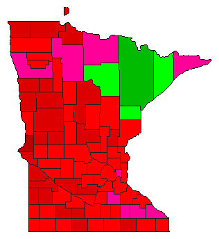 2000 Minnesota County Map of Democratic Primary Election Results for Senator