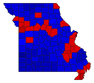 2000 Missouri County Map of General Election Results for Senator