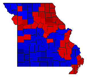 2000 Missouri County Map of General Election Results for Lt. Governor
