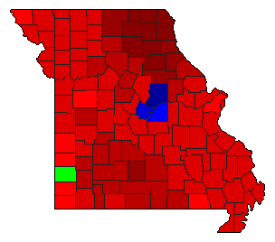 2000 Missouri County Map of Democratic Primary Election Results for Lt. Governor