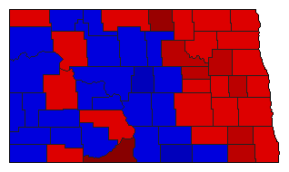 2000 North Dakota County Map of General Election Results for State Treasurer