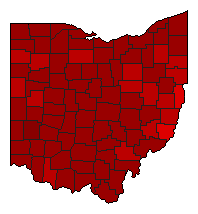 2000 Ohio County Map of Democratic Primary Election Results for President