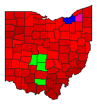 2000 Ohio County Map of Democratic Primary Election Results for Senator