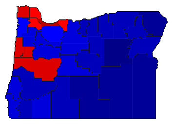 2000 Oregon County Map of General Election Results for President