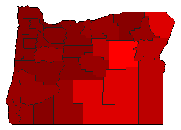 2000 Oregon County Map of Democratic Primary Election Results for President