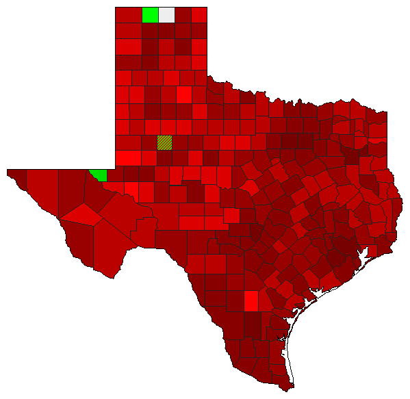 2000 Texas County Map of Democratic Primary Election Results for President
