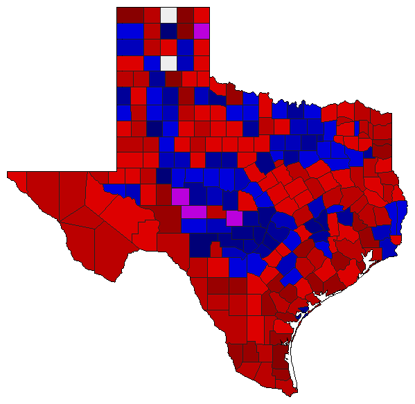 2000 Texas County Map of Democratic Runoff Election Results for Senator