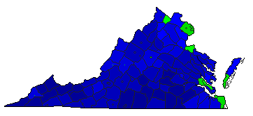 2000 Virginia County Map of Republican Primary Election Results for President