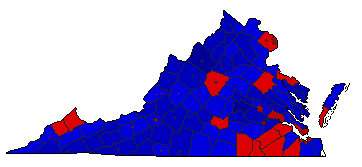 2000 Virginia County Map of General Election Results for Senator