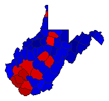 2000 West Virginia County Map of General Election Results for President