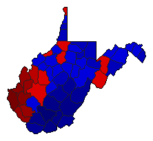 2000 West Virginia County Map of Republican Primary Election Results for Senator