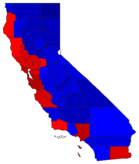 2000 California County Map of General Election Results for President