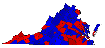 2001 Virginia County Map of General Election Results for Lt. Governor