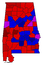 2002 Alabama County Map of Republican Runoff Election Results for State Auditor