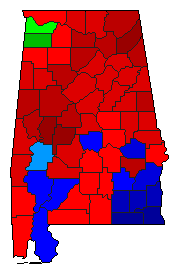 2002 Alabama County Map of Democratic Primary Election Results for Agriculture Commissioner