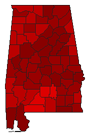 2002 Alabama County Map of Democratic Primary Election Results for Governor