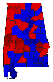 2002 Alabama County Map of General Election Results for State Treasurer
