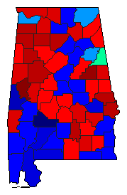 2002 Alabama County Map of Republican Runoff Election Results for State Treasurer